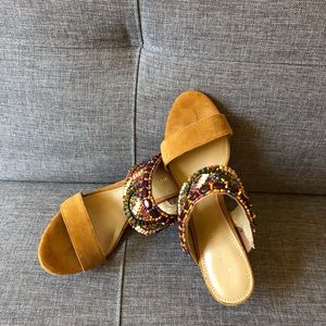 Nine West Suede Wedges With Beading Sz 7.5